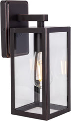LIT-PaTH Outdoor Wall Lantern, Wall Sconce as Porch Lighting Fixture, E26 Medium Base Max 60W, Anti-Rust Metal with Glass Shade, Oil Rubbed Bronze Finish, 1-Pack