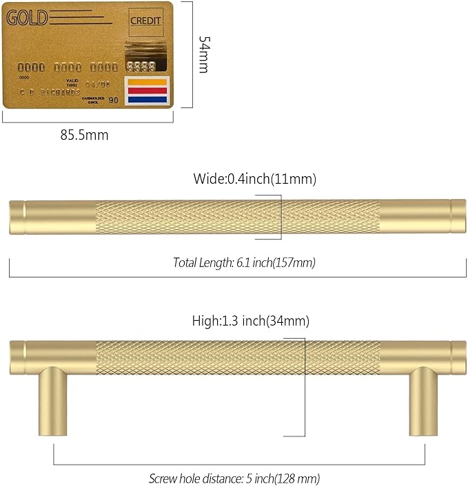 Amerdeco 30 Pack Gold Cabinet Pulls 5 Inch(128mm) Hole Center Drawer Pulls Cabinet Hardware Kitchen Cabinet Handles for Bathroom Dresser Pulls ZH0031