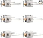 Probrico Privacy Door Handle Interior Heavy Duty Square Brushed Nickel Door Knobs for Bedroom Bathroom Reversible Keyless Door Lever Satin Nickel, 6 Pack