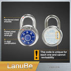 LanuBe Standard Dial Combination Lock, 2 in. Wide, with Different Combinations, Blue Turnplate, Pack of 16; Lock for School, Employee, Gym Sports Locker, Case, Toolbox, and so on