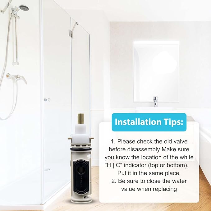 1222 Replacement Cartridge Compatible with moen One-Handle PosiTemp Faucets, Replacement Compatible with moen 1222 Shower Valve Cartridge,Metals & Plastics-2 Pack