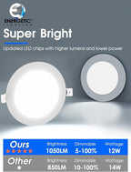 6 Pack 5CCT Ultra-Thin LED Recessed Lighting 6 Inch, Downlight with Junction Box, 2700K/3000K/4000K/5000K/6500K Selectable, 12W 110W Eqv, Dimmable Wafer Lights, 1050LM Canless LED Recessed Light, ETL