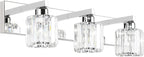 Aipsun Crystal Vanity Light Fixtures Modern Vanity Light for Bathroom Crystal Bathroom Lighting Fixture Wall Light Over Mirror 3 Lights(Not Include Bulb)
