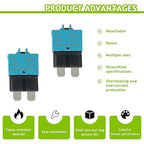15A DC 12V-32V Manual Reset Circuit Breaker ATC/ATO Low Profile T3 Mini Blade Fuses Breakers for Car Trucks Marine Boat RV Solar and More,2 Pack