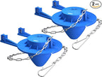 2-Pack Universal 2" Toilet Flapper Replacement Kit - Durable Rubber & Stainless Steel Chain (Blue)