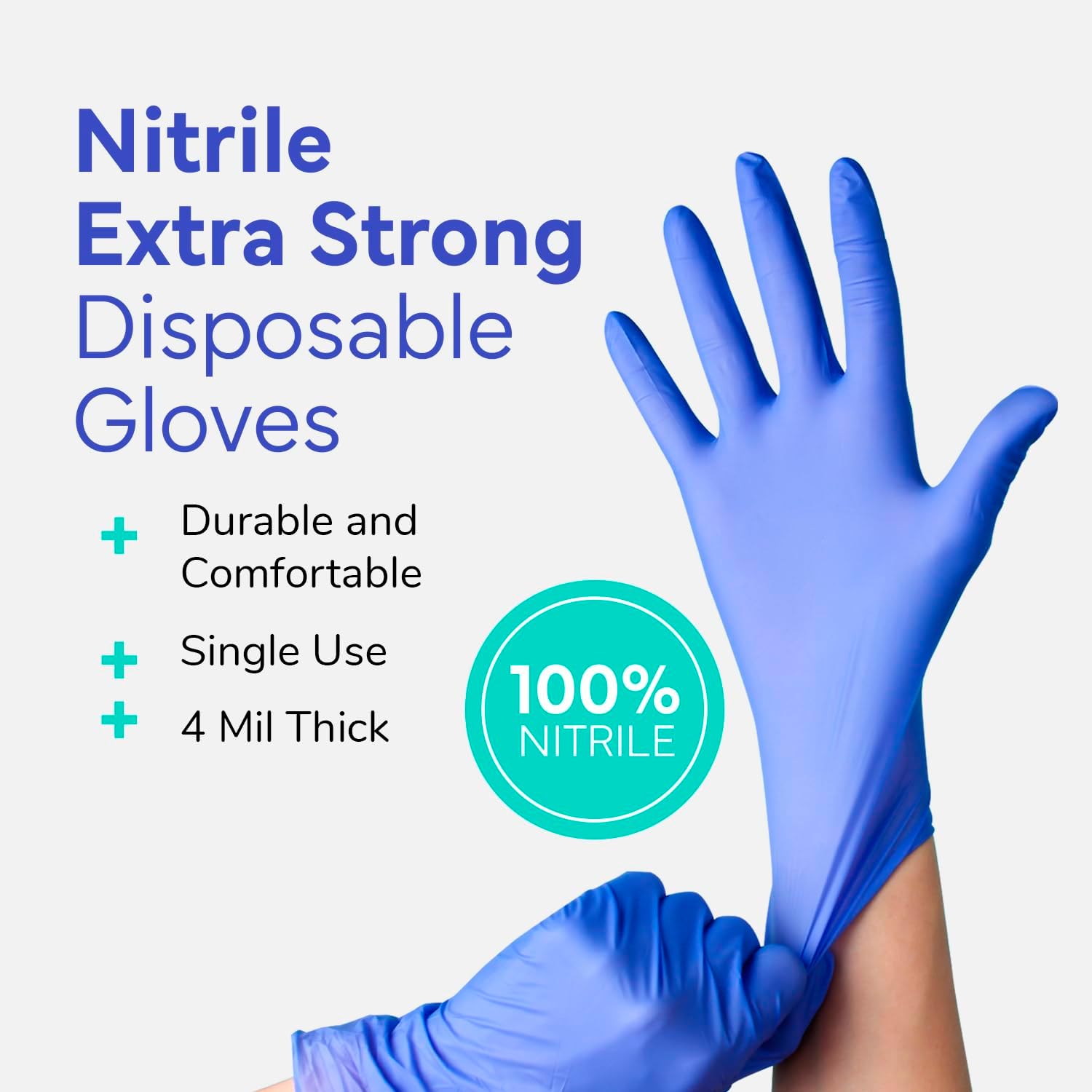OWELL® Blue Medical Exam Nitrile Gloves – 4 Mil, Powder-Free, Latex-Free, Chemo Rated, Drug Resistant Disposable Gloves