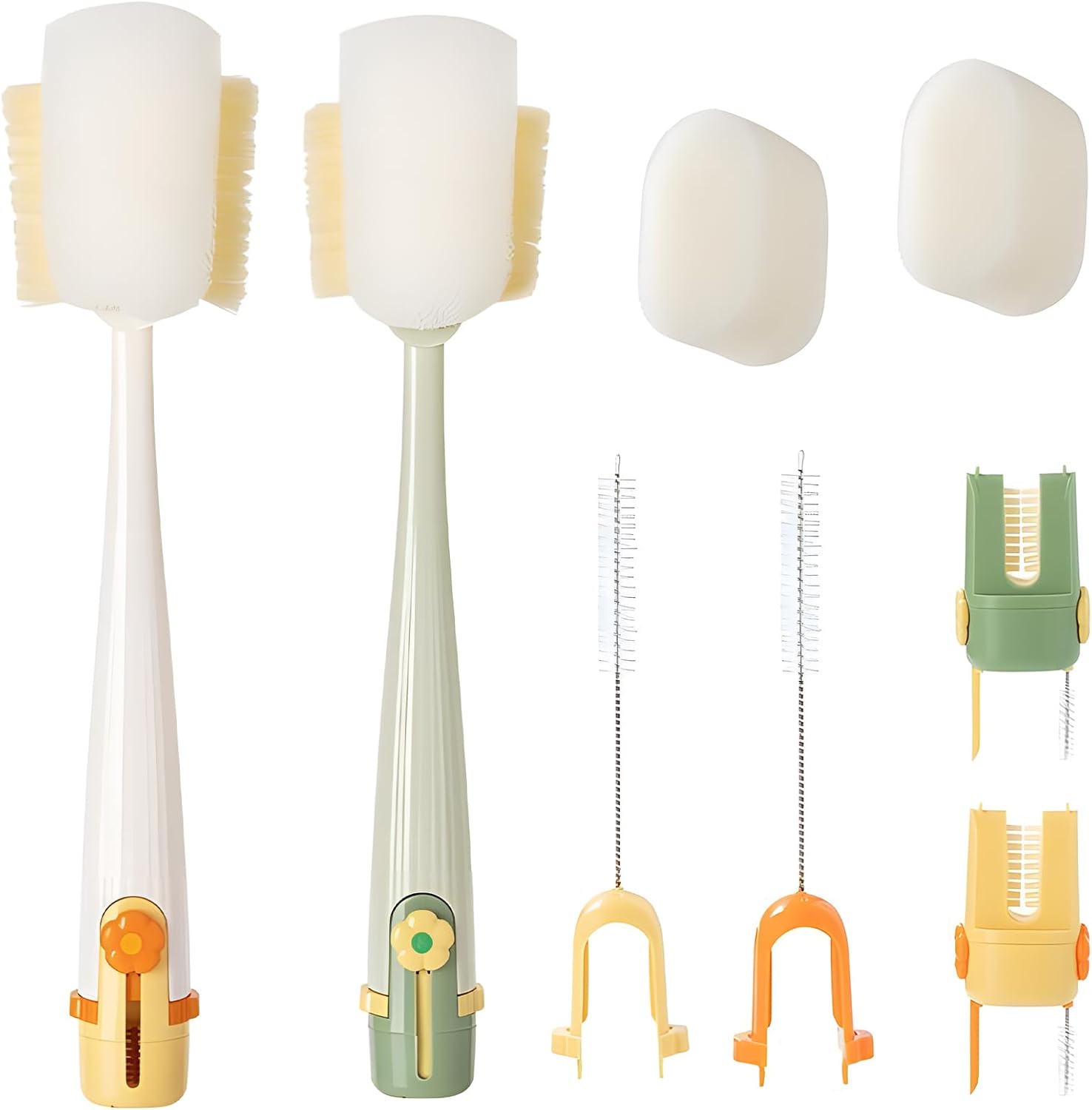 5 in 1 Bottle Cleaning Brush, 2025 New Travel Bottle Cleaner Kit, Long Handle Brush, Bottles Cleaner Brushes Set for Baby Bottles, Mugs, and Wine Glasses (2Mix)