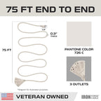 Iron Forge Cable Weatherproof 75 Ft Outdoor Extension Cord with 3 Outlets - 16/3 SJTW Heavy Duty Beige Extension Cord 3 Prong - 10 Amp Power Cable