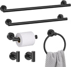 6 Pieces Matte Black Towel Bar Set Bathroom Hardware Set, 23.6Inch Towel Holder Set Towel Racks for Bathroom, SUS304 Stainless Steel Bathroom Accessory Set