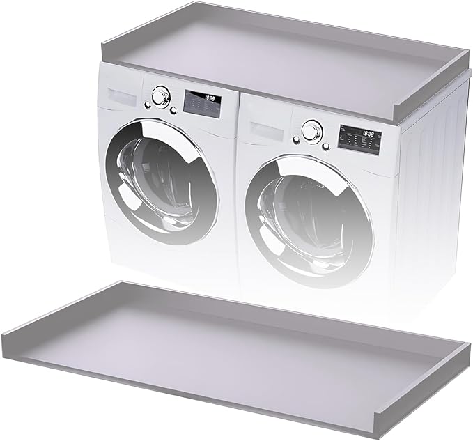 B&B HARDWARE Over Washer and Dryer Countertop - Heavy-Duty Laundry Countertop - Washer Dryer Shelf - Laundry Room Topper - Washing Machine Shelf with Silicone Pegs - Light Gray, 26 x 54