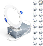Ensenior 16 Pack 4 Inch LED Recessed Ceiling Light, Dimmable, 2700K Soft White, 750LM 9W 120V, High Brightness Canless Wafer Downlight - ETL&FCC&IC