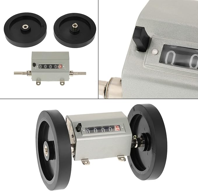 Length Counter with Rolling, Meter Counter Roller Measuring Wheel Metric Wheel 5 Digits Meter Counter 0 to 9999.9 Roller Type Counter for Length Measuring