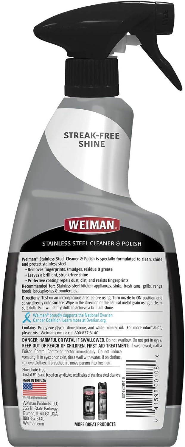 Weiman Stainless Steel Cleaner & Cooktop Heavy Duty Polish - Powerful Appliance Kitchen Cleaning Kit