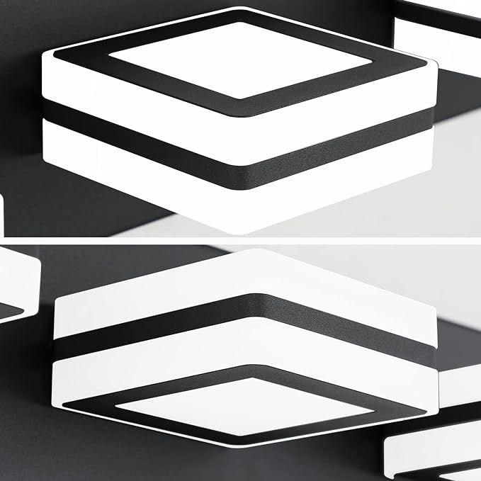 Ralbay 5 Color Temperature Dimmable Black Vanity Lights for Bathroom 4 Lights Acrylic Modern LED Matte Black Bathroom Vanity Lighting Fixtures