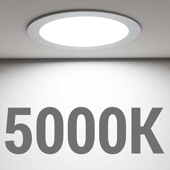 Ensenior 6 Pack 4 Inch LED Recessed Light, Dimmable, 5000K Daylight, 750LM High Brightness, 9W 120V, Damp Rated, Ultra-Thin Canless Wafer Ceiling Light - ETL & FCC & IC