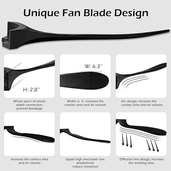 60" Ceiling Fans Without Light, Solid Wood Ceiling Fan with Remote Control and Quiet DC Motor, Ceiling Fan no Light 3 Blades, Outdoor Ceiling Fans for Patios without Lights