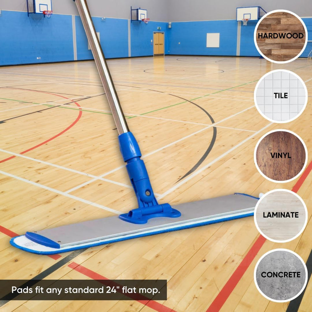 Microfiber Wholesale 24 inch Microfiber Mop Pads - Machine Washable, Reusable, Refills & Replacement Wet Mop Heads Compatible with Any Microfiber Flat Mop System (18 Pack)