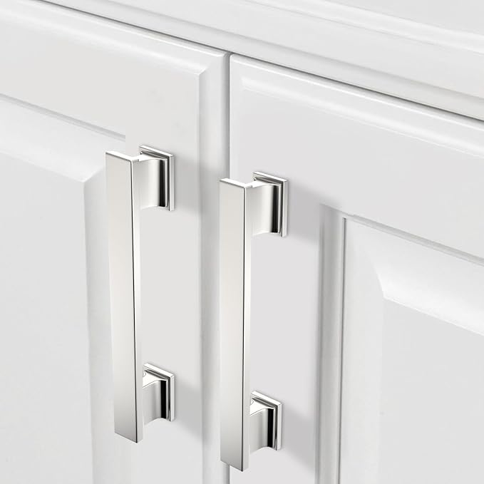 COTYKILEY 6 Pack 5 Inch(128mm) Brushed Satin Nickel Cabinet Handles Kitchen Cabinet Pulls Cabinet Door Handles Kitchen Cabinet Hardware Cupboard Drawer Pulls Dresser Handles