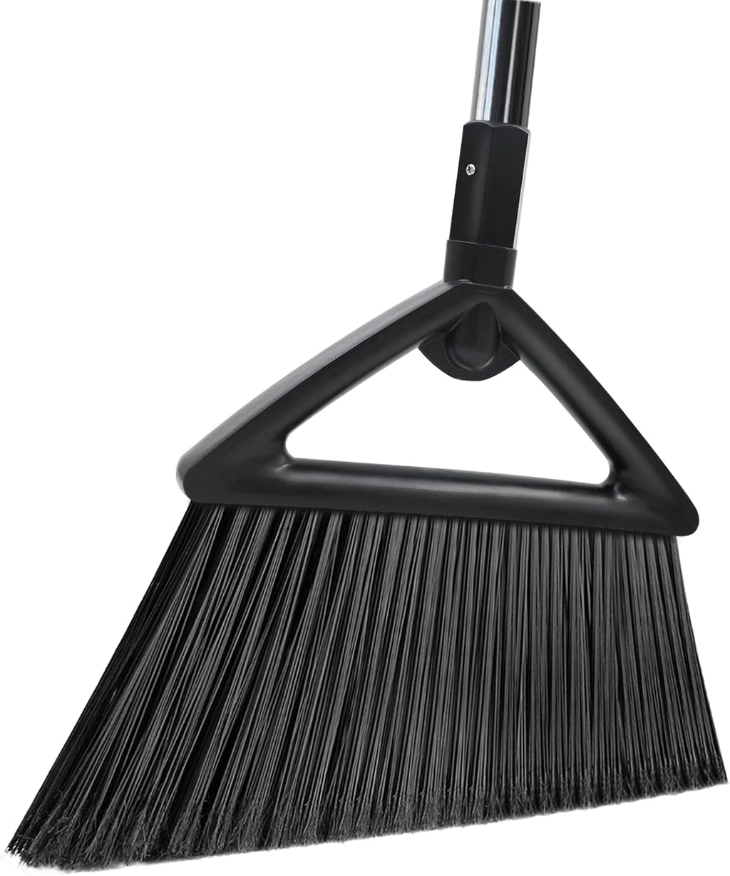 Heavy Duty Commercial Broom,Upgraded Angle Brooms for Sweeping Indoor and Outdoor,Perfect Black Broom of Kitchen,Garage