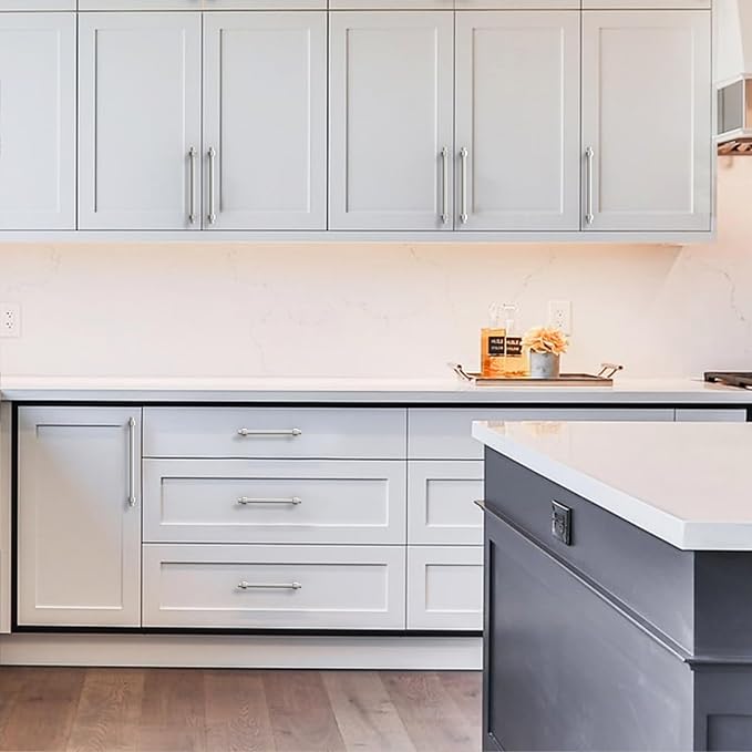 Amerdeco 10 Pack Brushed Satin Nickel Cabinet Pulls 10 Inch(254mm) Hole Center Drawer Pulls Cabinet Hardware Kitchen Cabinet Handles for Bathroom Dresser Pulls ZH0069