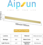 Aipsun Porch Wall Lights 59inch Long Strip Modern Outdoor Wall Light Fixture, Gold Wall Mount Lighting Sconce Exterior Lights Wall Sconce 3000K for House Living Room Corridor(1 Pack)