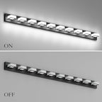 Ralbay 66inch Matte Black Bathroom Vanity Lights Metal Acrylic LED Modern Black Bathroom Wall Lighting Fixtures