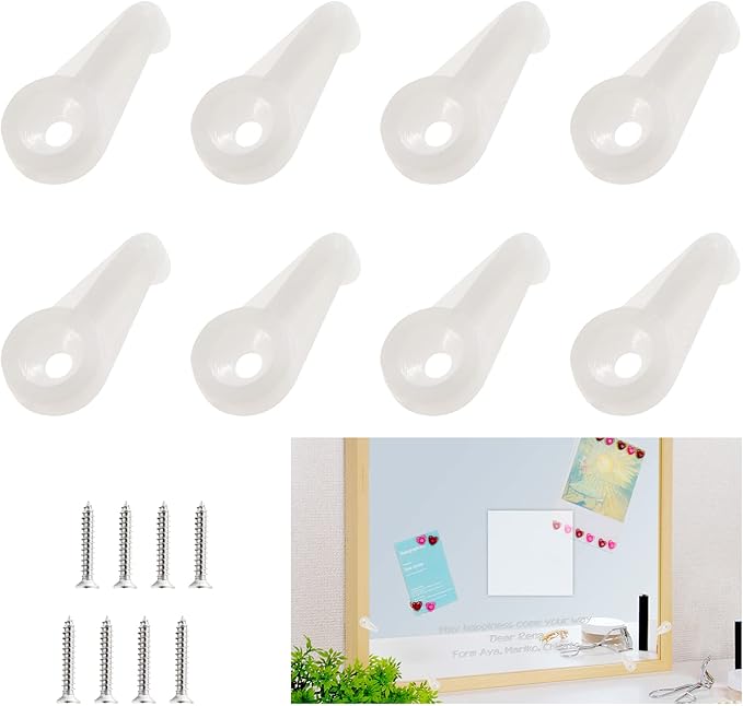 60 Pack Glass Window Clips White Retainer Clips, Glass Door Holder Cabinet Panel Bracket Screen Fixing Clips, Glass Door Retainer Kit Mirror Hanging Hardware for Vanity Mirror Window Screen