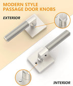 Asidrama 6 Pack Brushed Nickel Passage Door Handles, Door Lever with Door Knobs Indoor for Bedroom or Bathroom, Heavy Duty Door Handles Interior with Locks for Left Right Sided Doors