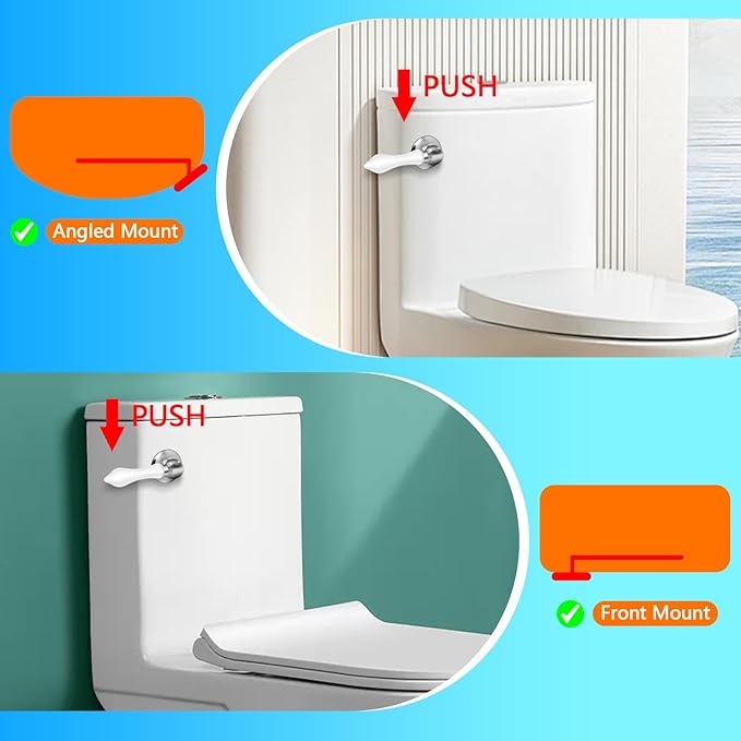 Boltigen Toilet Handle Replacement Kit, Front Mount Flush Handle for Toilet Tank, White Toilet Lever Replacement with Stainless Steel Flapper Chains, for Universal Toilets Flush Repair
