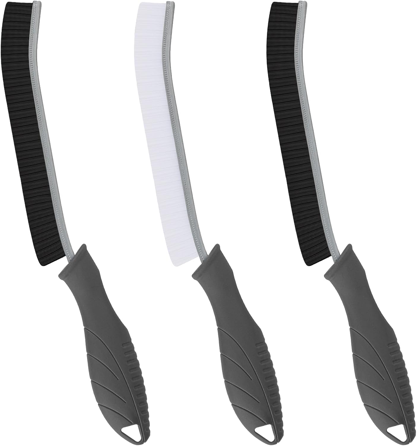 Hard Bristle Crevice Cleaning Brush - Cleaning Supplies - Grout Cleaning Brushes for Household Use - Crevice Cleaning Tool for Bathroom, Home and Kitchen (3, Grey)