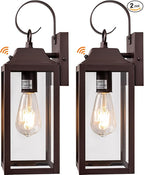 Dusk to Dawn Wall Lights 2 Pack, Oil Rubbed Bronze Outdoor Light Fixtures Wall Mount, 15 Inch Exterior Wall Sconces Waterproof, Large Outside Lights for House, Modern Wall Lanterns Brown