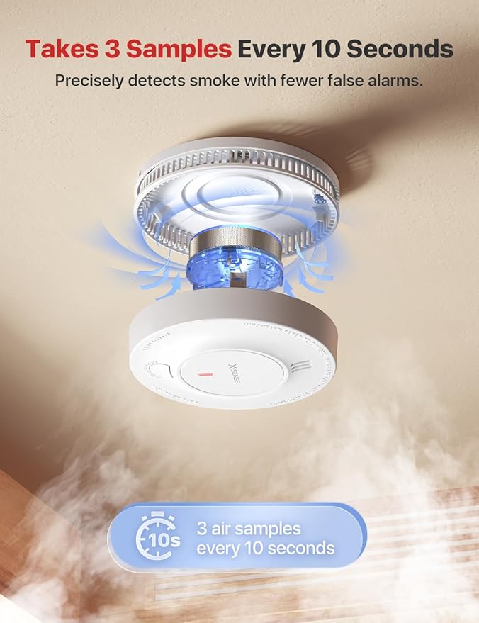 X-Sense 10-Year Battery Wireless Interconnected Smoke Detector Fire Alarm with Over 820 ft Transmission Range, SD19-W, 3-Pack
