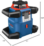 BOSCH GRL4000-80CH REVOLVE 18V Connected Self-Leveling Horizontal Rotary Laser Kit, Includes CORE18V 4 Ah Battery & Charger, Receiver, Battery Adapter, 4 D Batteries, 2 AA Batteries, & Carrying Case