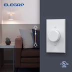 ELEGRP Digital Rotating Dimmer Switch for Dimmable LED, CFL and Incandescent Light Lamp Bulbs, Single Pole / 3-Way Rotary Dimmer Switch, Wall Plate Included, UL Listed (10 Pack, Matte White)