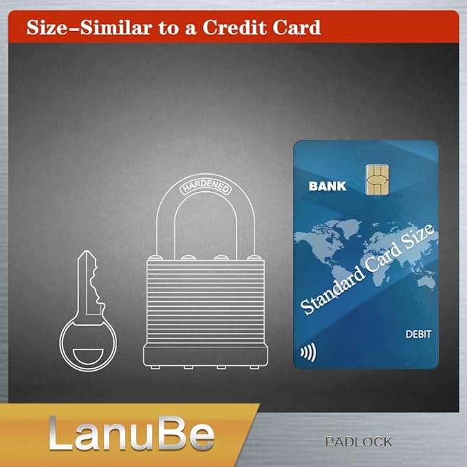 LanuBe Lock Laminated keyed Padlock (1-9/16", 40mm), keyed Alike Locks, Normal Shackle,Marked Orange Plastic Hoop, Pack of 24