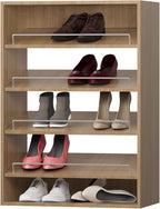 Shoe Shelf Short Tower Closet Unit, Modular Closet System, Wood Closet System Organizer with Storage for Walk In Closets, Clothing Rack for Hanging Clothes, Bedroom, Wood, 19.5"W