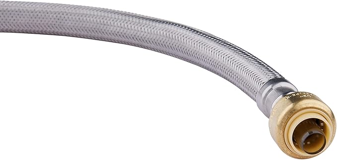 EFIELD 24-inch Flexible Connector Push-fit 3/4 inch x 3/4 inch FIP, Push-to-Connect Braided Stainless Steel Water Heater Hose (24 Inch Length),(HOSE025)