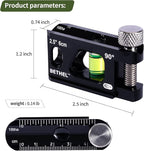BETHEL 2.5 Inch Magnetic Torpedo Level with V-Groove & Magnetic Rails, Aluminum Alloy Pocket Bubble Level for Pipes, Conduits, and Metalworking