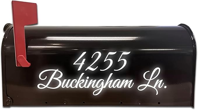 VWAQ Mailbox Decals Set of 2 - Insert Street Name & Address House Numbers For Outside Custom Lettering Personalized Address Labels Stickers - CMB7 (Reflective White, 12"W X 4"H)
