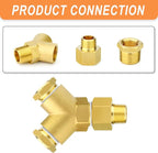 GASHER 5PCS Brass Pipe Fitting Male Branch Tee Y Adapter 1/2" NPT Female x 1/2" NPT Female x 1/2" NPT Male