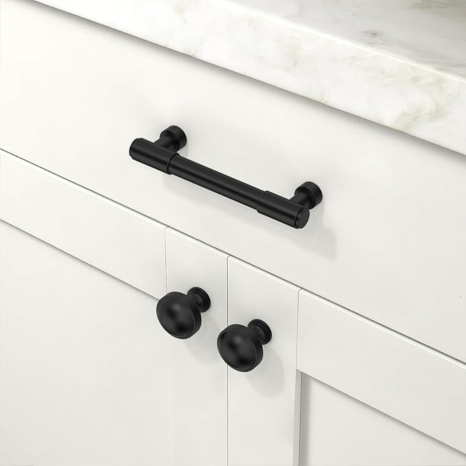 10 Pack Matte Black Cabinet Pulls 3.75 Inch(96mm) Kitchen Cabinet Handles Cabinet Hardware for Drawer Pulls