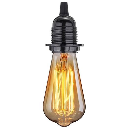 Replacement 2 Pack E26 E27 Bakelite Black Color Medium Base Light Socket Keyless DIY Vintage Style Edison Lamp Holder Insert Light Bulb or Lampshade