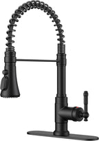 FORIOUS Black Vintage Kitchen Faucet Pull Down Sprayer Stainless Steel, High Arc Single Handle Antique Sink Faucet 1 or 3 Holes for Pot Filler, Farmhouse Camper RV Wet Bar