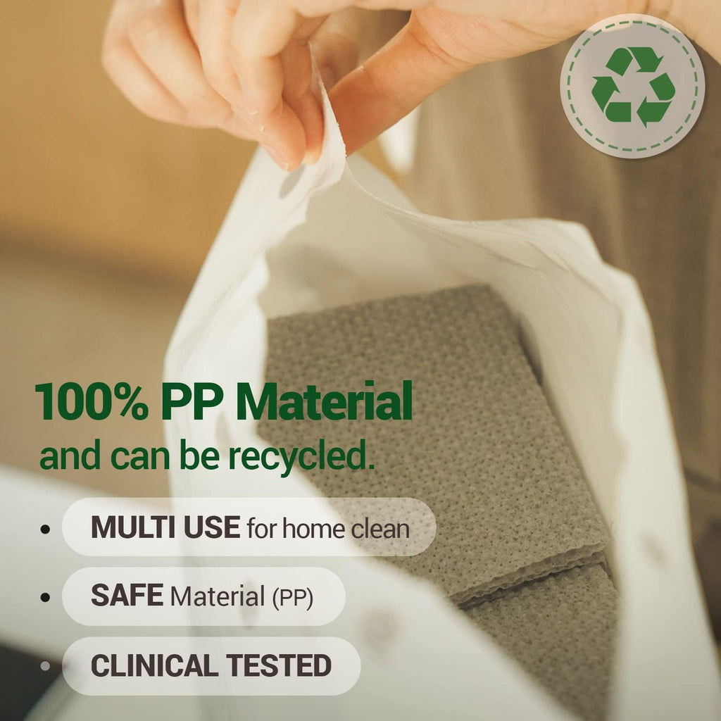 DEARCUS Gray One Day Scrubber - No Odor Dishcloths for Washing Utensils, Cookware, & Cooktop – Multipurpose Embossed & Lint Free PP Cleaning Cloths - for One Day Use, 2 Pack 200 Sheets