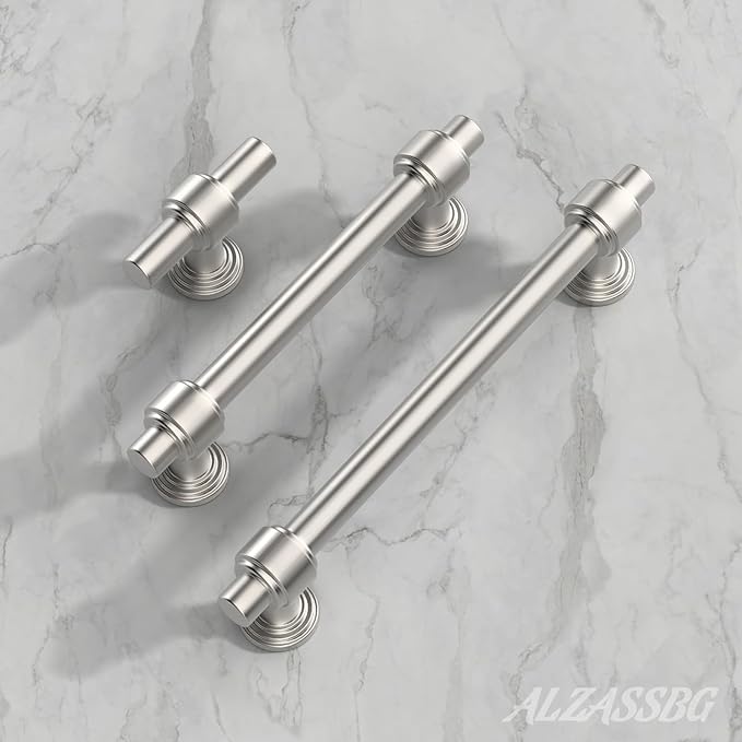 Alzassbg 10 Pack Brushed Satin Nickel Cabinet Pulls, 10 Inch(254mm) Hole Centers Cabinet Handles Kitchen Hardware Straight Bar for Cabinets and Drawer AL3505SN