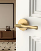 Asidrama 6 Pack Champagne Bronze Passage Door Handles, Door Lever with Door Knobs Indoor for Bedroom or Bathroom, Heavy Duty Door Handles Interior with Locks for Left Right Sided Doors