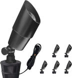 COLOER Brass Low Voltage Landscape Spotlight Fixture(Black) 6-Pack Without Bulb,12V AC/DC Outdoor Spot Lights for Yard, Directional Garden Patio Spot Up Light(101B-Black)