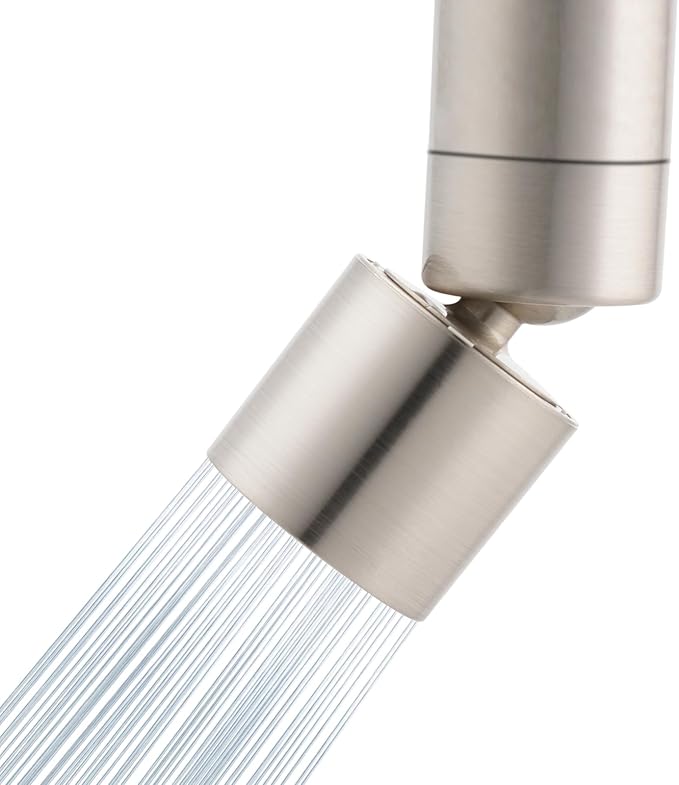 Hibbent NSF/ANSI/CAN 61 Certified Faucet Aerator, CUPC Certification 360 Degree Swivel Kitchen 2-Flow Sprayer Splash-Proof Water Saving Faucet Extender- 55/6 Inch-27UNS Female Thread, Brushed Nickel