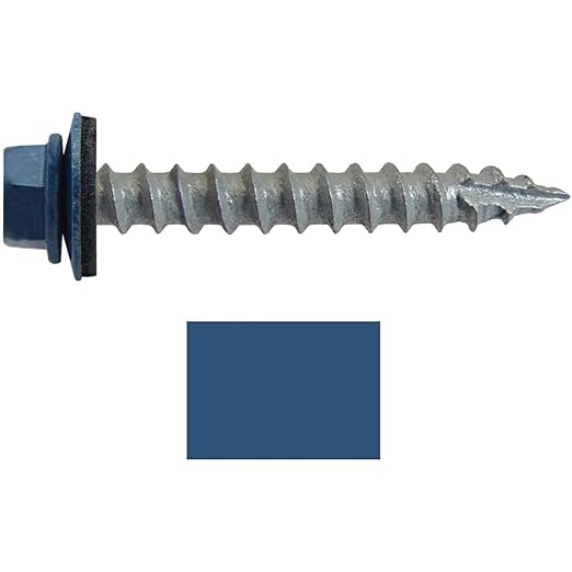 #14 Metal ROOFING SCREWS (250) Screws x 1-1/2" HERON BLUE Hex Head Sheet Metal Roof Screw. Self starting/tapping metal to woodsheet metal siding screws - EPDM washer. for corrugated roofing