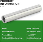 TAISHER 2PCS Stainless Steel Pipe Fittings, 1" NPT x 1" NPT Female Threaded, 6" Length Nipple Cast Pipe